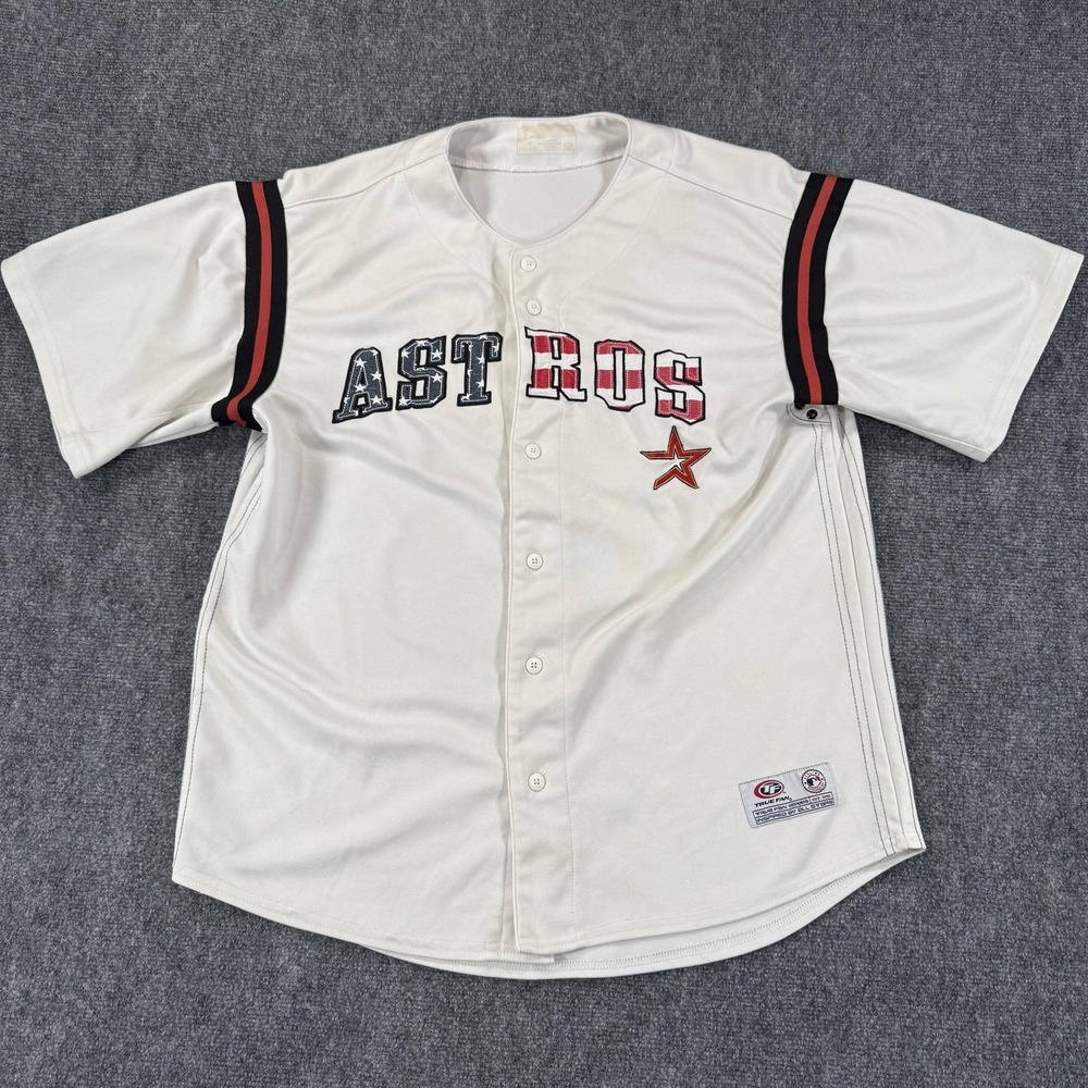 Houston Astros‎ Jersey Shirt Mens Large MLB Baseball True Fan Button Up Stars